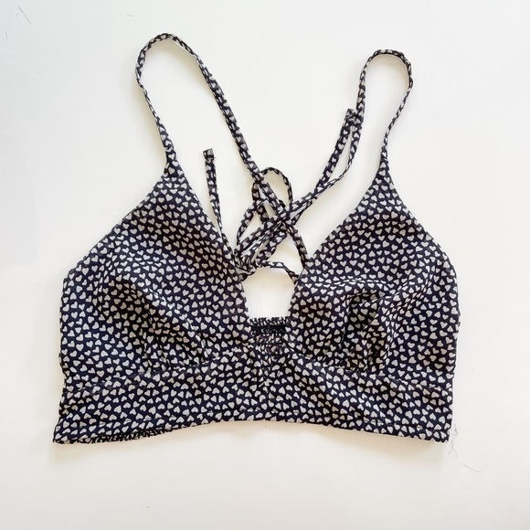 Free People Cassie Soft Bra Black Heart Print - XS - Picture 4 of 8